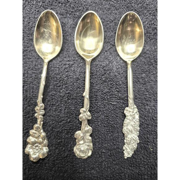 Vintage Set of 3 Sterling Silver Reed & Barton HARLEQUIN Demitasse Spoons